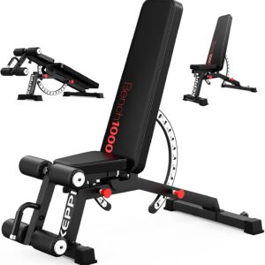 Keppi 1200LB Weight Bench,Heavy Duty Bench1000 PRO Adjustable Workout Bench Press Set