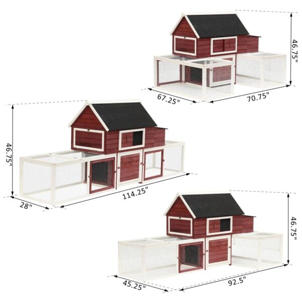 Pawhut Wooden Customizable Backyard Chicken Coop With Nesting Box and Runs, 114" - Image 8