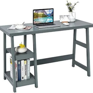 AEFRGHS Computer Desk with Shelves Modern Trestle Desk Home Office Desk with Space Saving Study Writing Desk Desk for Bedroom