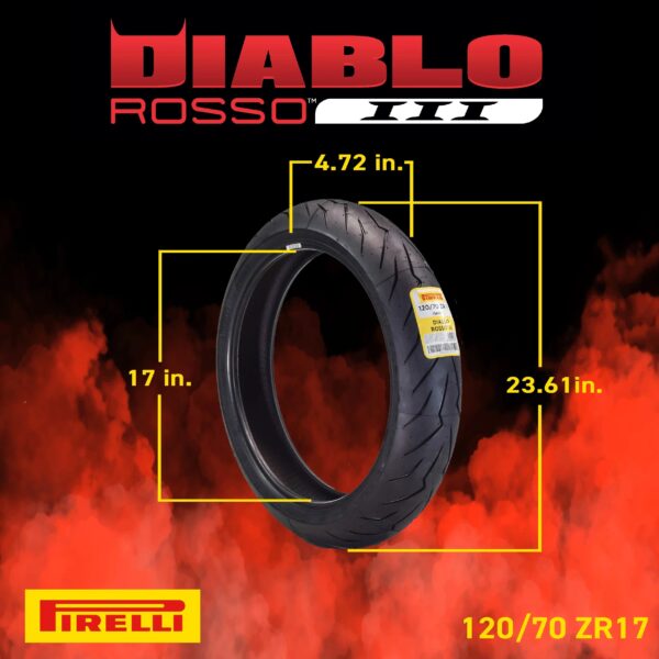 Pirelli Diablo Rosso III 120/70ZR17 Front & 240/45 ZR17 Rear Tire with Keychain - Image 3