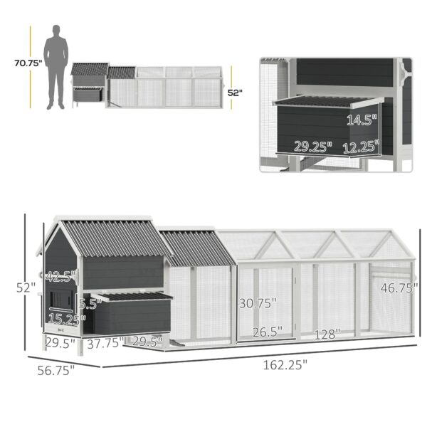 PawHut 162" Large Chicken Coop for 6-8 Chickens, Chicken House - Image 7